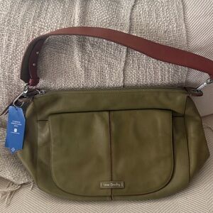 Vera Bradley Olive Green Shoulder Bag with hanging shoulder strap